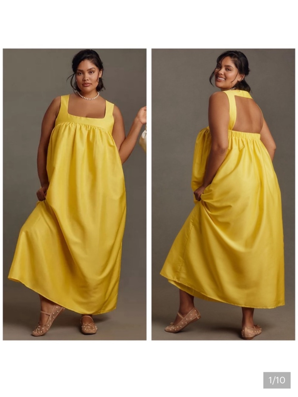 NWT Anthropologie Pinnacle by Shruti Sancheti Yellow Babydoll Maxi Dress